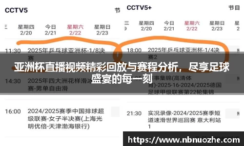亚洲杯直播视频精彩回放与赛程分析，尽享足球盛宴的每一刻