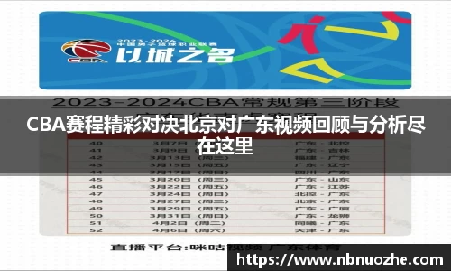 CBA赛程精彩对决北京对广东视频回顾与分析尽在这里
