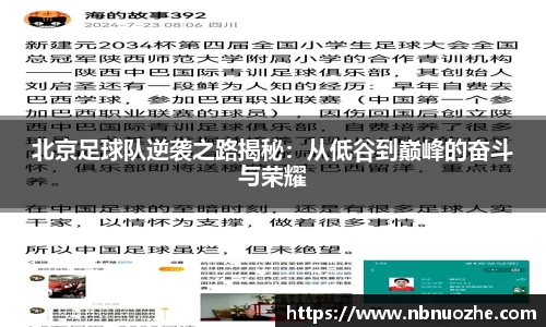 北京足球队逆袭之路揭秘：从低谷到巅峰的奋斗与荣耀